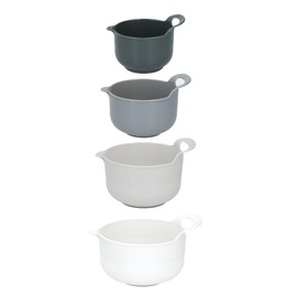 Alpina Mixing Bowl Set of 4, Plastic, White, Non-Slip, 1.2-3L