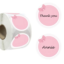 500 Pcs Pink Bow Direct Thermal Labels 2inch Bowknot Coquette Label Stickers Round Self-Adhesive Printer Decals for Wedding,Name Tag,Envelope Sealing,Gift Wrapping