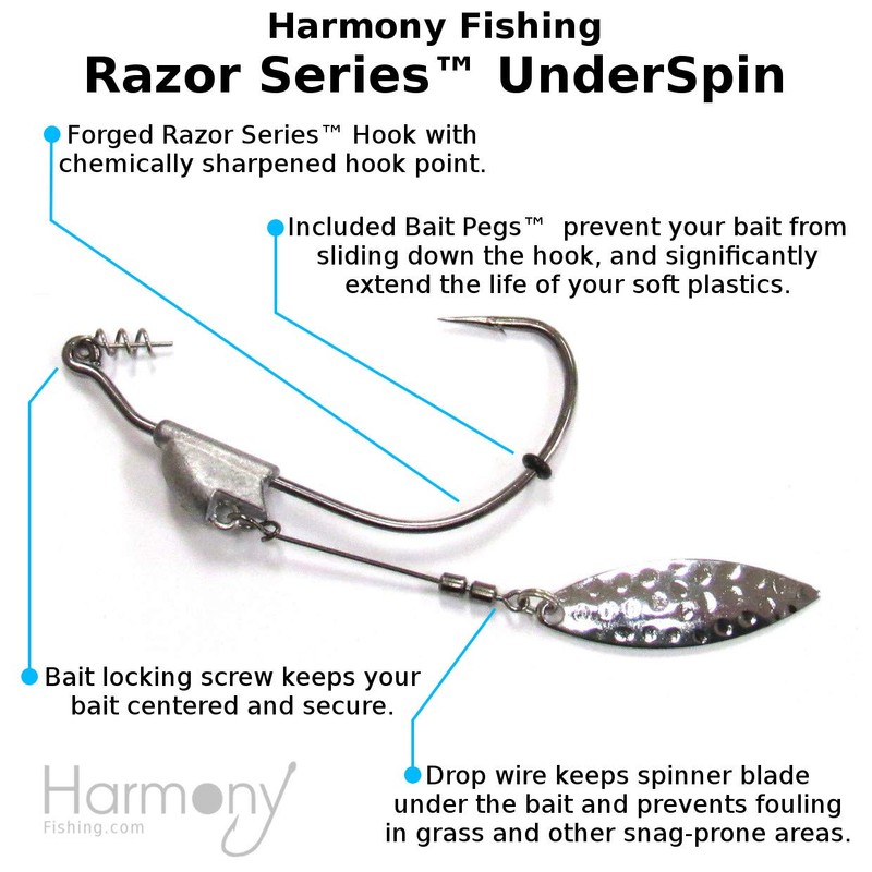 Harmony Fishing - Razor Series Underspin Swimbait Hooks (4 Pack