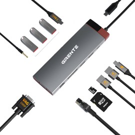 USB C Docking Station Dual Monitor, 12 in 1 USB C Hub Triple Display with 4K HDMI*2, 1080p VGA, 100W Power Delivery, 1 Gbps Ethernet, 5Gbps USB 3.0 Data Ports*3, SD/TF, Audio3.5mm for Dell, HP