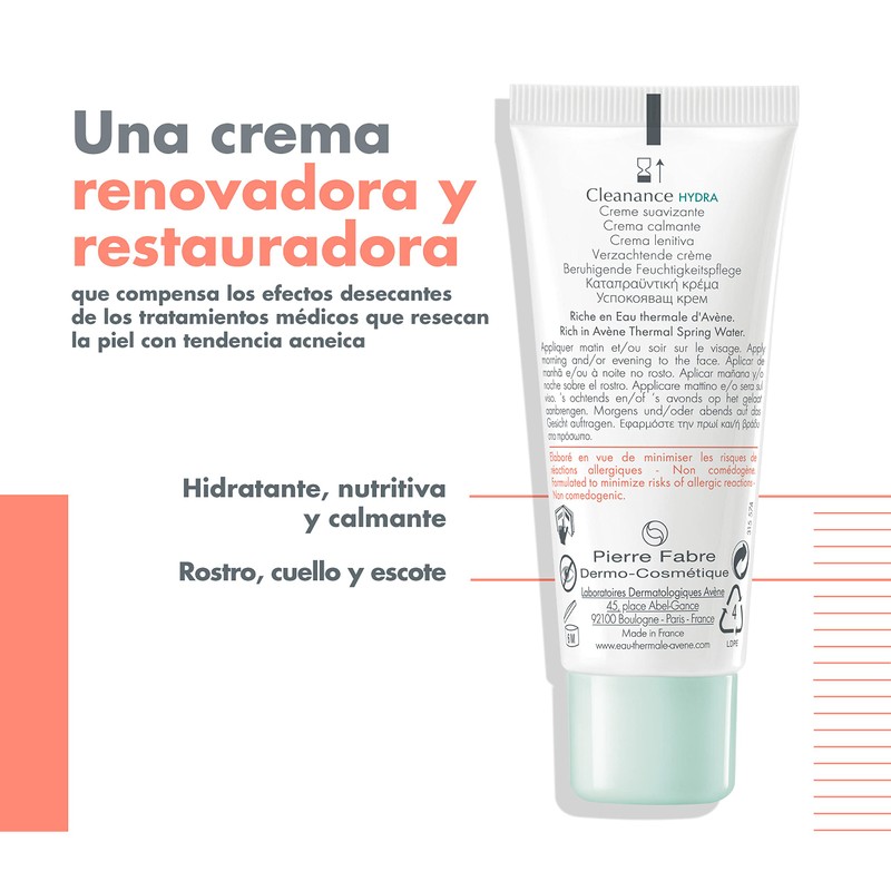 Avène Cleanance Hydra Crema Hidratante Facial Calmante, 40ml