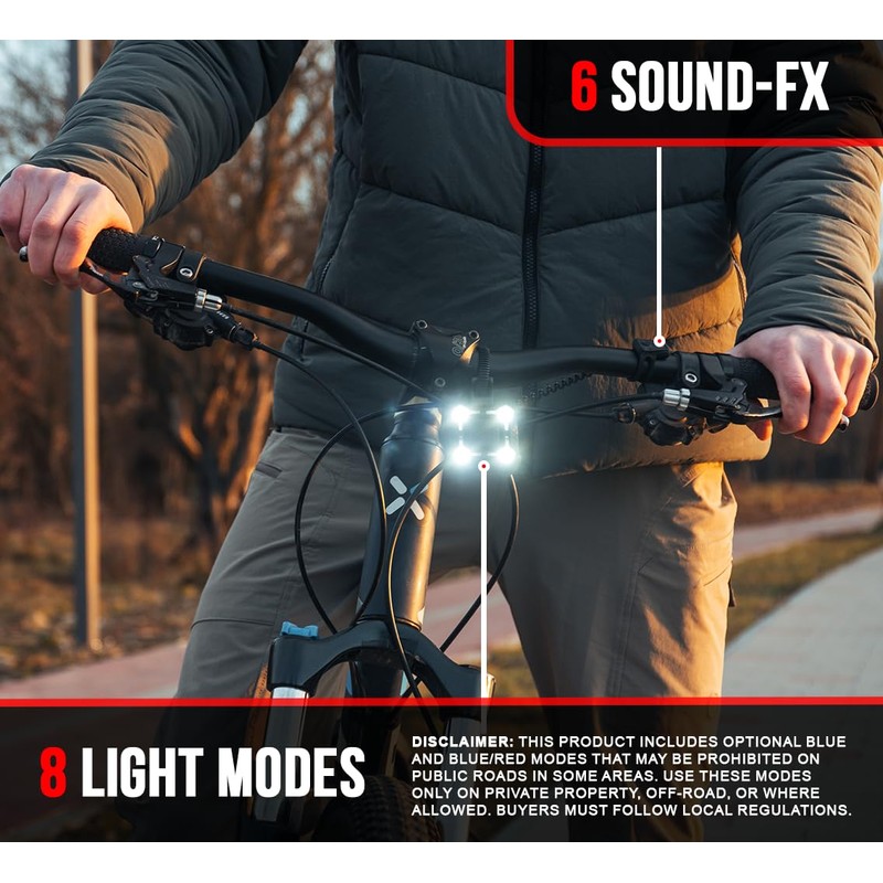 [New 2025] ZIREN-V2 High-Traffic Bike Horn Siren Bell & LED