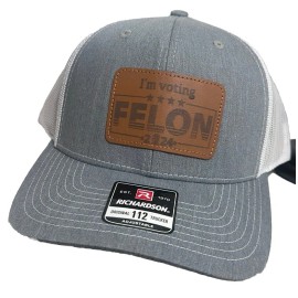 Richardson Trump 2024 SnapBack Trucker Square Leather Patch Hat I’m Voting Felon 2024