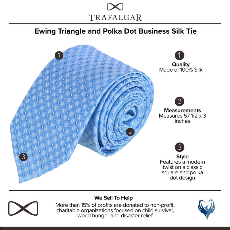 Trafalgar Men's Ewing Square and Polka Dot Business Silk Necktie,