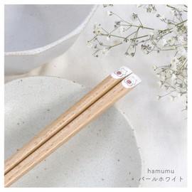 Tanaka Chopsticks Shop hamumu Hamster Chopsticks 6 Types 1 Pair Made in Japan (Pearl White)