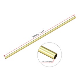 sourcing map Pack of 3 Brass Tubes, 300 mm Length, Seamless Round Tube Hose, 4 mm, 5 mm, 6 mm OD x 0.5 mm Wall Thickness