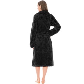 PAVILIA Premium Womens Plush Soft Robe Fluffy, Warm, Fleece Sherpa Shaggy Bathrobe (S/M, Black)