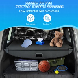AUXKO Retractable Cargo Cover for Hyundai Tucson 2025-2022, Trunk Cover Luggage Security Shade Cover for 2025 2024 2023 Hyundai Tucson Shielding Shade Anti-Peeping Luggage Privacy Screen, Carbon Fiber