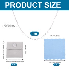 1M 925 Sterling Silver Heart Chains Permanent Jewelry Chains 3x2.5mm Soldered Necklace Heart Link Chains for Valentine’s Day Bracelet Jewelry Making with Polishing Clothe & Velvet Bags 3x2.5mm