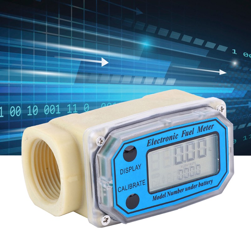 Mini Digital Turbine Flowmeter Diesel Fuel Flow Meter 10‑90L/min 1"