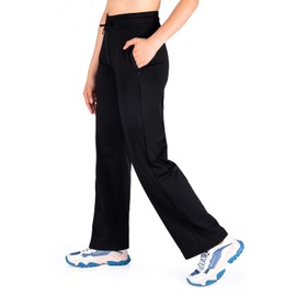 Yogipace,Zipper Pockets,Women's Water Resistant Fleece Lined Pants Straight Leg Winter Thermal Sweatpants,31",Black,Size XL