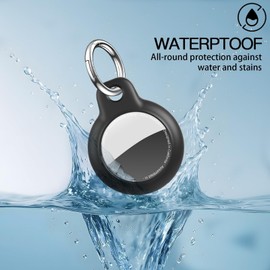 MOLOSLEEVE 4 Pack for Airtag Holder, for Air Tag Case with Keychain, [Ultra-Thin][More Lightweight] for Airtag Case Suitable for Tracking, Backpack, Bags, Luggage(4 Black, Small)