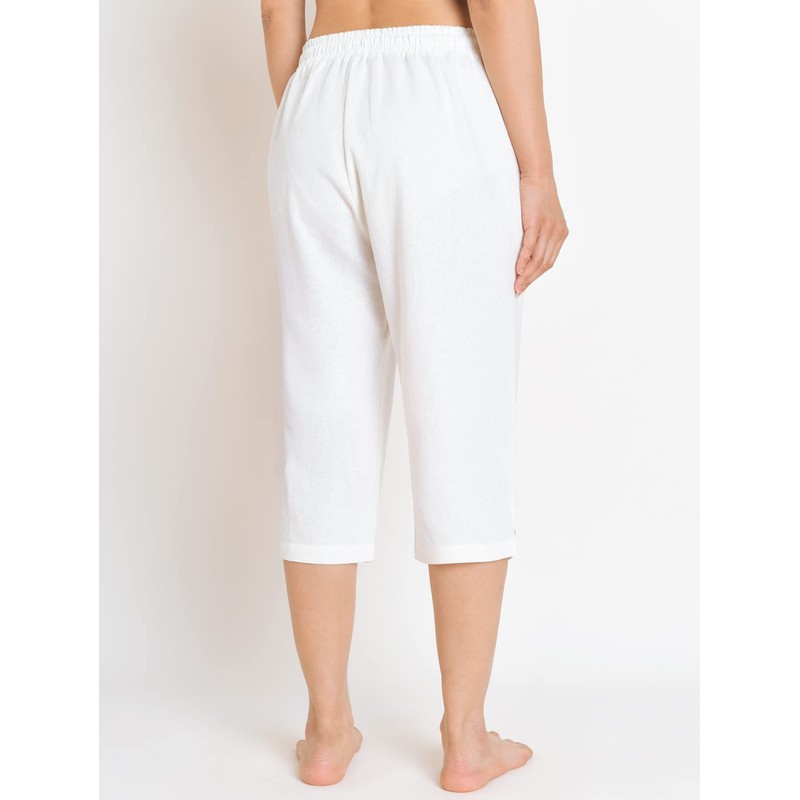 Weintee Women's Petite Linen Capris Capri Pants with Pockets XL