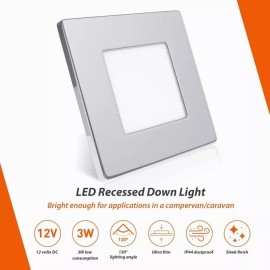 Dream Lighting 12V 2.8"RV Interior SquareLED Recessed Ceiling Light Camper Trailer Cabinet Lamp