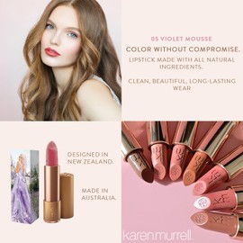 Karen Murrell - Natural Lip Stick 05 Violet Mousse - Violet Lipstick - Matte Finish, 100% Natural Ingredients, Moisturizes & Hydrates Lips - Paraben & Cruelty Free