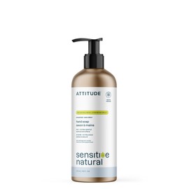 ATTITUDE Gentle Hand Soap for Sensitive Skin, EWG Verified, Enriched with Oats, Dermatologically Tested, Vegan, Unscented, Aluminum Bottle, 473 mL