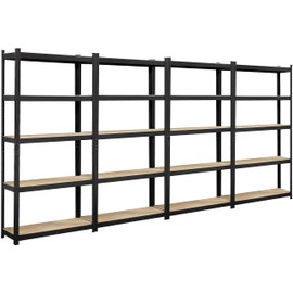 Topeakmart 4PCS Metal Shelving Unit 5 Tier Storage Shelves Garage Shelving Heavy Duty Utility Rack for Warehouse Garage Pantry Kitchen- Black, 35.5 x 12 x 71 Inch