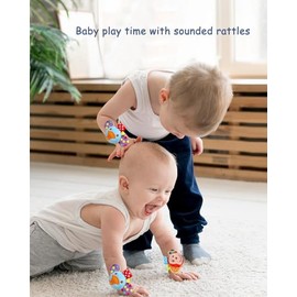 Infant Rattle Socks Toys 0 to 36 Months, Baby Wrist Rattle Foot Finder Socks Set, Birthday Holiday Present for Newborn Boy Girl 0/3/4/6/7/8/9/12/18 Mo