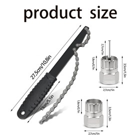 STOUCLA Bicycle chain whip, chain whip, sprocket pickup cassette lock ring tool, cassette puller set, sprocket puller, for screw rings and fan flywheels (3 pieces)