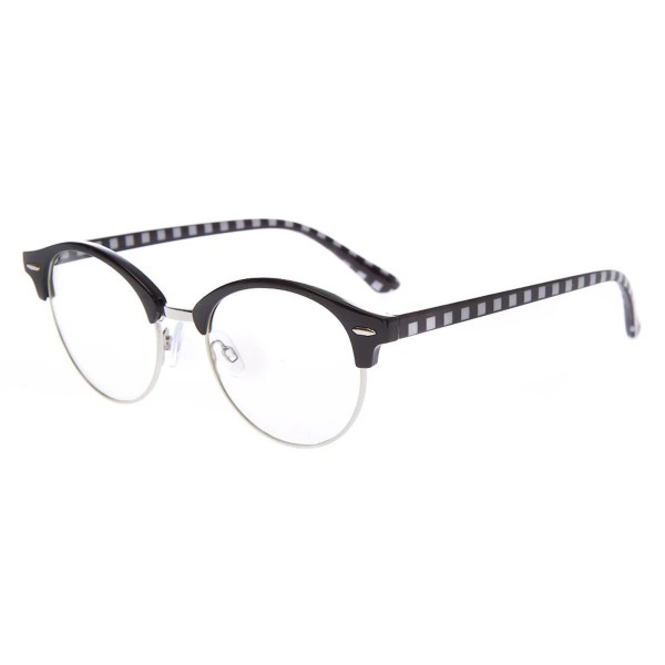 Claire's Checkered Browline Clear Lens Frames - Black (G131424-1 LOC.