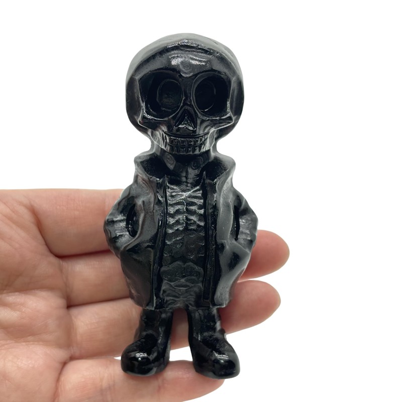 JRVIPSJ Black Skeleton Decoration Ghost Figurine Crystal Ghost Carving Human