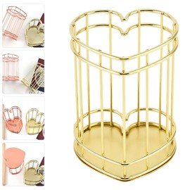 ULTECHNOVO Iron Heart Pen Holder Make up Brush Holder Pencil Holder for Desk Wire Storage Basket Desk Organizers Cosmetics Bucket Metal Container for Pens Desktop Brush Holder Pen Holders
