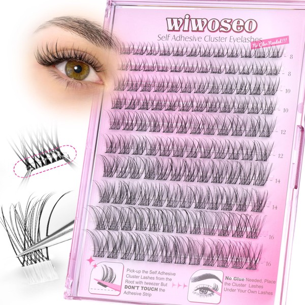 wiwoseo Self Adhesive Lashes Natural Look Clear Band Natural Lashes