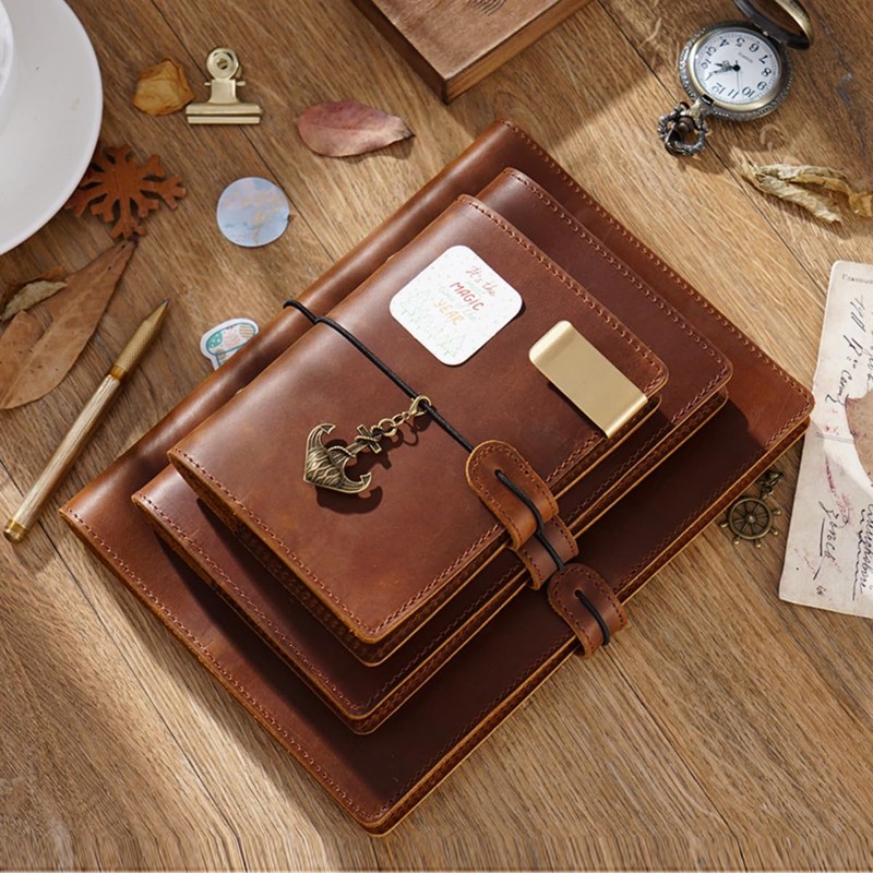 Zixui Notebook Pen Holder Clip, Leather, Stainless Steel Clip, For