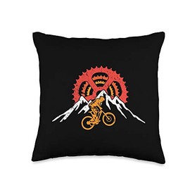 Mountain Bike Accessories & MTB Gifts Mountain MTB Biking Throw Pillow, 16x16, Multicolor