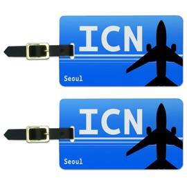 Graphics & More Seoul South Korea-Incheon International (ICN) Airport Code Luggage Tags Set, White, One Size