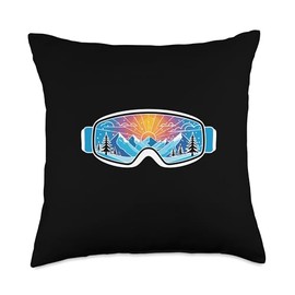 Ski Goggles Art Nature Mountains Minimalist Skiing Throw Pillow