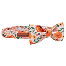 Elegant little tail Floral Dog Collar with Bow, Comfotable Dog Bowtie, Bowtie Dog Collar Adjustable Girl Dog Collars for Small Medium Large Dogs and Cats