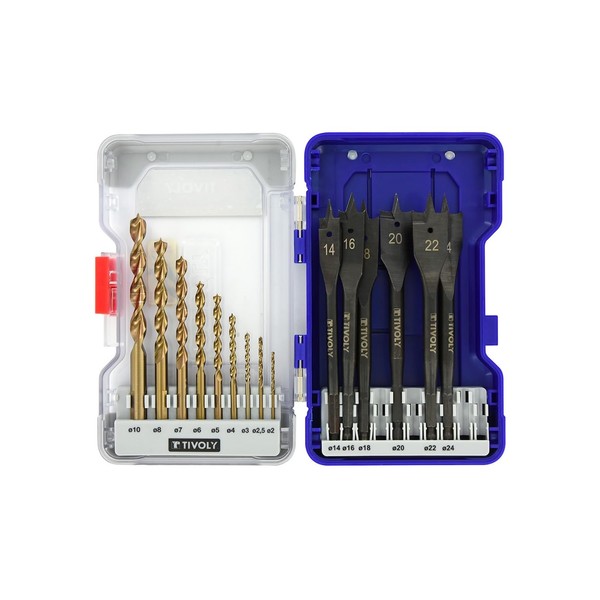 TIVOLY - Drills + Wood Bit Set - for Hardwood