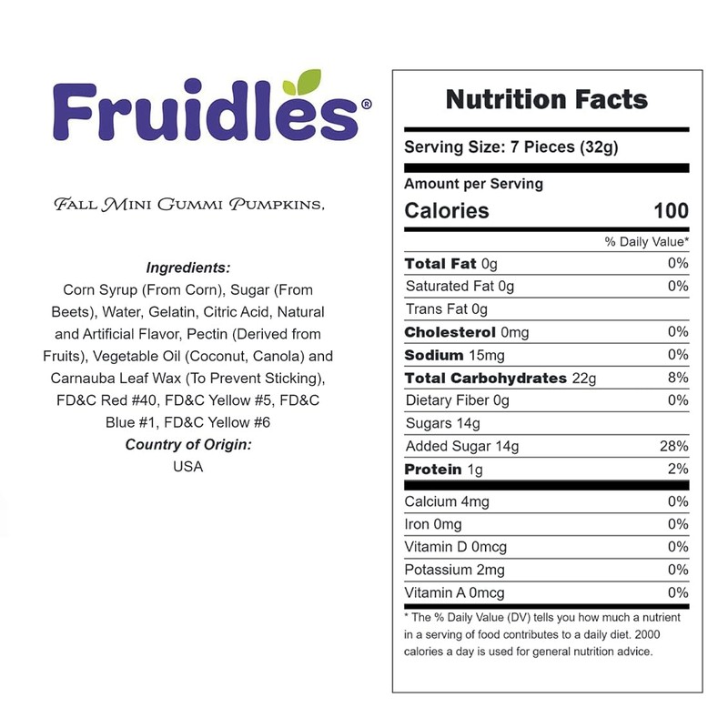 Fruidles Fall Mini Pumpkins Candy, Assorted Fruit Flavors Gummies, Allergy