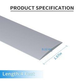 Greymond Floor Transition Strip - Self Adhesive Vinyl Flooring Trim for Carpet, Tile & Gaps, Threshold Cover Molding (4ft x 1.57in, Grey)