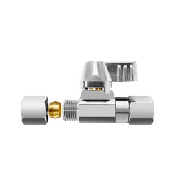Brass Ball Valve - 1/4"Comp Male x 1/4"Comp Female Swivel Shut off Valve, Quarter Turn Stop Valve for Switching and Adjusting the Inlet Water Flow of Refrigerator,Ice Maker and Large Humidifier(1 PCS)