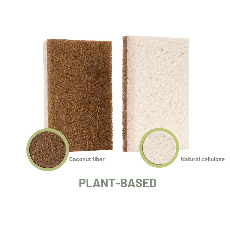 12 Pack Natural Kitchen Sponge - 12 Pcs Plant Based
