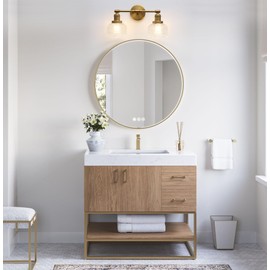 Pathson Vintage Double Heads Wall Sconces Decor for Bathroom Mirror, Glass 2-Light Bathroom Wall Vanity Lights, Hardwired Wall Sconce Lamp for Living Room Bedroom Farmhouse Lighting