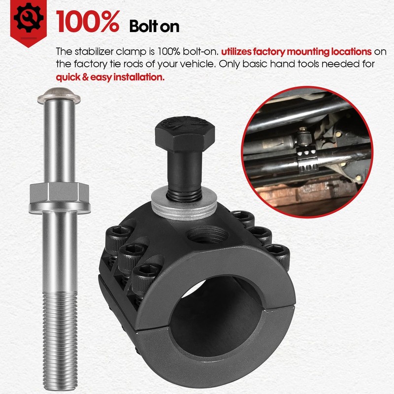 Upgraded Steering Stabilizer Tie Rod Clamp (1-1/2" OD Tube) with