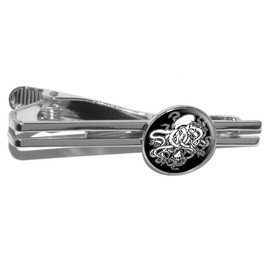 Cthulhu Round Tie Bar Clip Clasp Tack - Silver