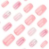 Pink Press on Nails Short Fake Nails Star Stripe Stick
