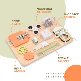 Potatomato Busy Board for Toddlers - Montessori Toys for Baby - Wooden Sensory Equipment Toys for Autism & ADHD - Educational Fidget Travel toys - Fine Motor Skills Gifts for Boys Girls