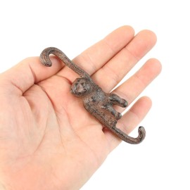 Unbranded Small Rustic Cast Iron Monkey Double Hook Ceiling Plant Basket Hanger 4 1/4 inch