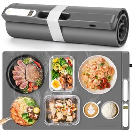 Warming Mat for Food, WVJ 300W Electric Warming Tray 8 Temp Settings & 4H Timer Auto Shut-Off Roll Up 10S Fast Heating Mat for Buffet, Large Silicone Food Warmer Mat for Home Party Travel Catering