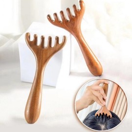 Hook-type wood gua sha comb scalp gua sha full body massage lymphatic circulation 8ea