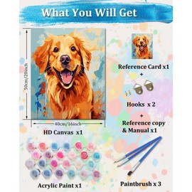 TOCARE Golden Retriever Paint by Numbers Kit for Adults Dog, Dog Paint by Number Canvas for Teens Beginner Puppy Animal 16x20inch