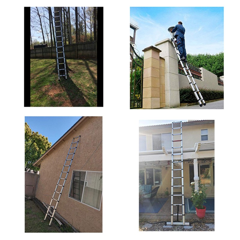 Aluminum Telescopic Extension Ladder Collapsible Ladder, One-Button Retraction Extension Ladder,Multi-Use,