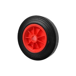 Solid Rubber Trolley Wheel - 160mm Diameter with Red Plastic Centre - Smooth & Durable - Pneumatic Puncture Proof Red/Black Replacement Wheel 150kg Load Capacity