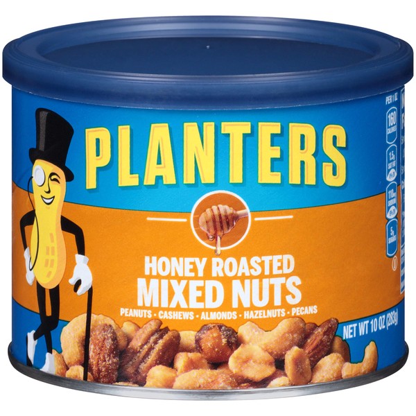 Planters Mixed Nuts, Honey Roasted, 10 Ounce Canister (Pack of