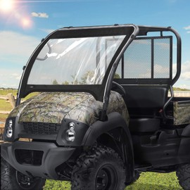KEMIMOTO UTV Windshield Compatible with Kawasaki Mule 600 Mule 610 4x4 XC SE 2005-2016 Clear Fold Up Window UTV Full Front Windshield Accessories